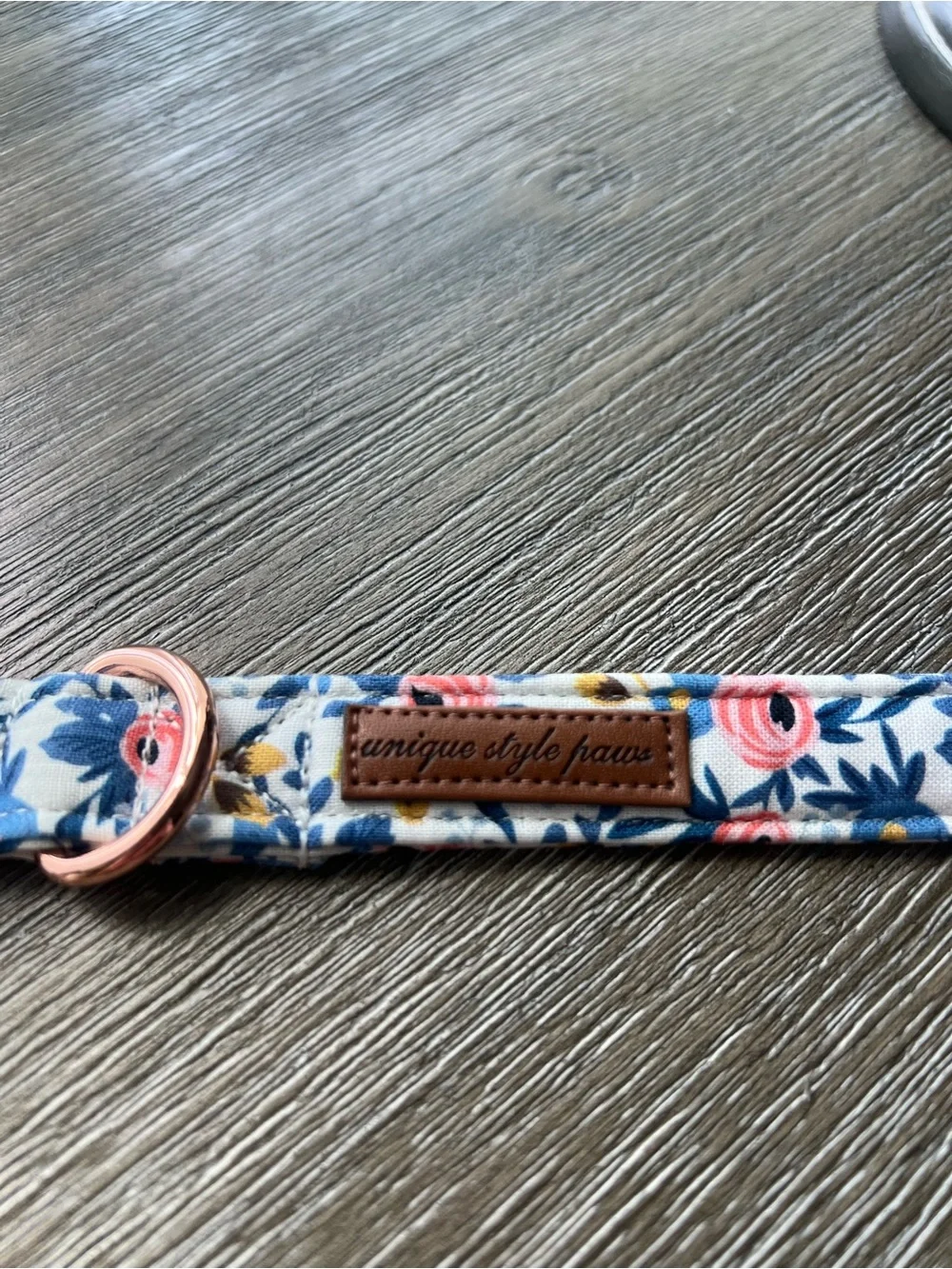 Unique Style Paws Floral Rose Gold Buckle Dog Collar - Blue & Pink